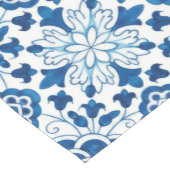 ヴィンテージポルトガルの青いアズレホスのタイル模様 ショートテーブルランナー (コーナー)