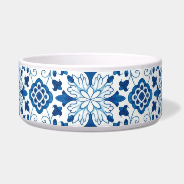 ヴィンテージポルトガルの青いアズレホスのタイル模様 ボウル (正面)