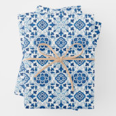 ヴィンテージポルトガルの青いアズレホスのタイル模様 ラッピングペーパーシート (インサイチュ)