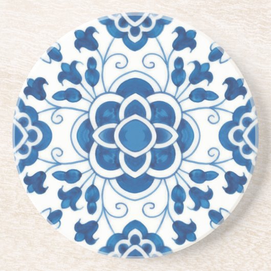 ヴィンテージポルトガルブルーアズレホスタイルパターン コースター (正面)