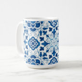 ヴィンテージポルトガルブルーアズレホスタイルパターン コーヒーマグカップ (正面左)