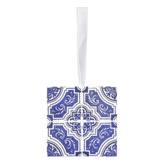 ヴィンテージポルトガル素朴タイルアズレジョ・クリスマス キューブオーナメント (右)