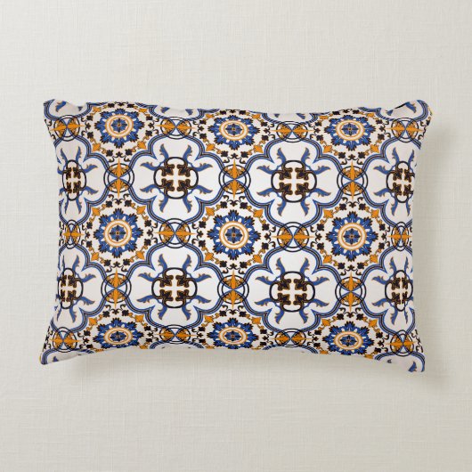 ヴィンテージポルトガル語アズレジョブルーイエローパターン アクセントクッション (裏面)