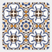 ヴィンテージポルトガル語アズレジョブルーイエローパターン スクエアシール (正面)