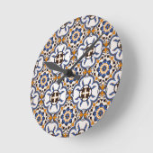 ヴィンテージポルトガル語アズレジョブルーイエローパターン ラウンド壁時計 (傾斜)