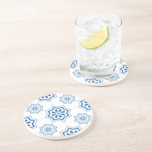 ヴィンテージポルトガル語アズレジョ青いタイル模様 コースター (側面)