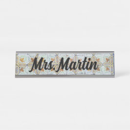 ヴィンテージポルトガル語タイル名プレート デスクネームプレート