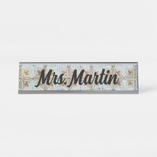 ヴィンテージポルトガル語タイル名プレート デスクネームプレート (正面)