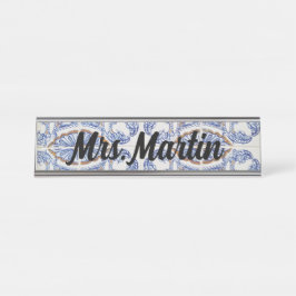 ヴィンテージポルトガル語タイル名プレート デスクネームプレート