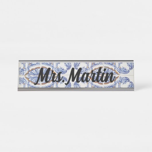 ヴィンテージポルトガル語タイル名プレート デスクネームプレート (正面)