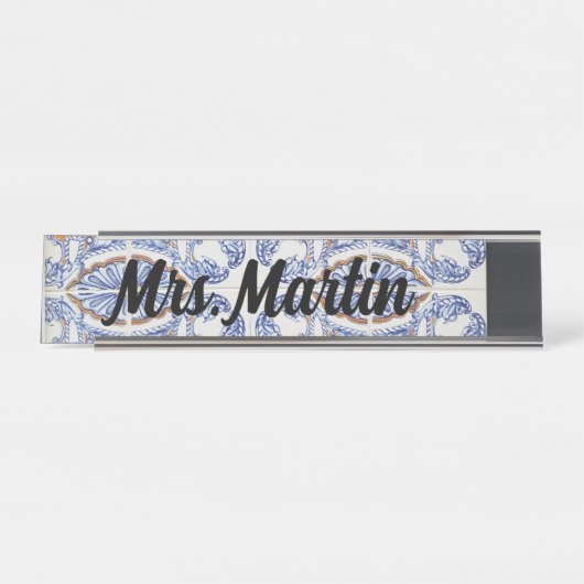 ヴィンテージポルトガル語タイル名プレート デスクネームプレート (正面)