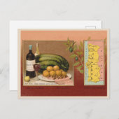 ヴィンテージポルトガル1880年代の地図と果物 ポストカード (正面/裏面)