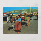 ヴィンテージポルトガル、ナザレ、イワシの船を降ろす ポストカード (正面)