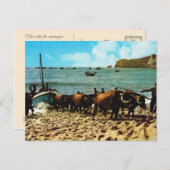 ヴィンテージポルトガル、ナザレ、魚釣り船のビーチ ポストカード (正面/裏面)