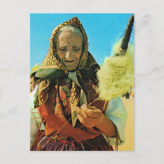 ヴィンテージポルトガル、ミンホ、オールド・レディ・スピニング ポストカード