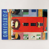 ヴィンテージポルトフィノイタリアヨーロッパ旅行イラストレーション ジグソーパズル (横)