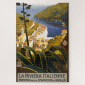 ヴィンテージポルトフィノイタリアリビエライラストレーション ジグソーパズル (縦)