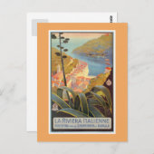 ヴィンテージポルトフィノイタリアンリビエラ旅行ポスター ポストカード (正面/裏面)