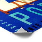 ヴィンテージポルトフィノブルーシーホワイトセーラーボーツ観光 ポスター (角)