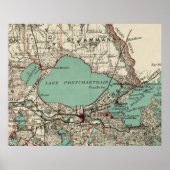 ヴィンテージポンチャートレイン湖の地図(1887) ポスター (正面)