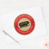 ヴィンテージポークラベルテンプレート ラウンドシール (封筒)