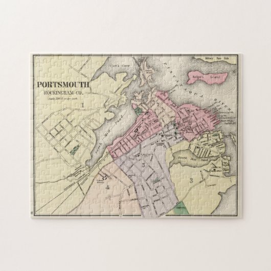 ヴィンテージポーツマスNHの地図(1877) ジグソーパズル (横)