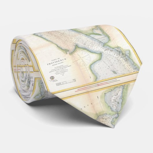 ヴィンテージポートオブプロビデンスロードアイランドの地図(1865) ネクタイ (ロール)