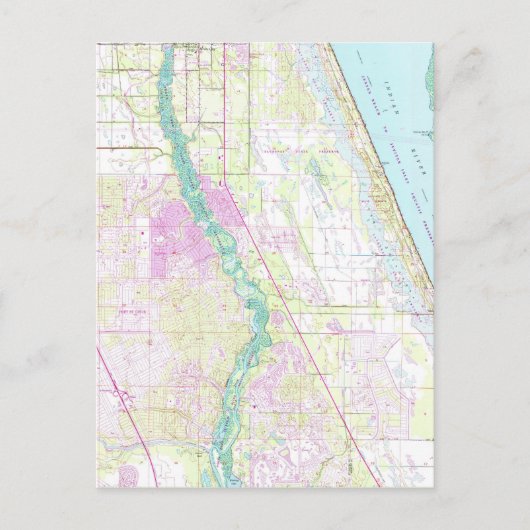 ヴィンテージポートセントルーシー・フロリダの地図(1948) ポストカード (正面)