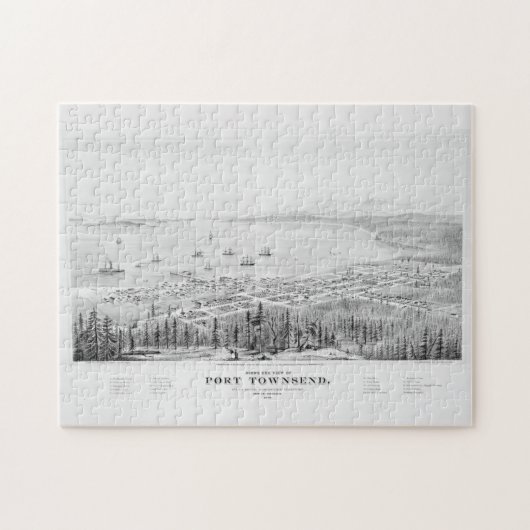 ヴィンテージポートタウンゼントWAの絵図(1878) ジグソーパズル (横)
