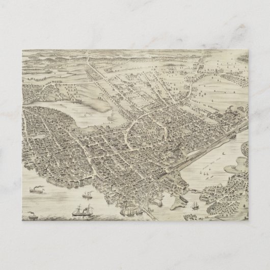 ヴィンテージポートマスNHの写真地図(1877) ポストカード (正面)