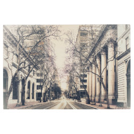 ヴィンテージポートランドアーバン通りウィズツリーズ メタルプリント