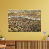 ヴィンテージポートランドオレゴンの絵画地図(1890) キャンバスプリント (インサイチュ (リビング))