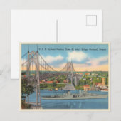 ヴィンテージポートランドオレゴンアット。ジョンズブリッジ ポストカード (正面/裏面)