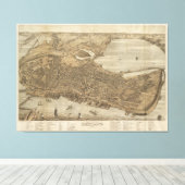 ヴィンテージポートランドメインの写真地図（1876年） キャンバスプリント (インサイチュ (ウッドフロア))