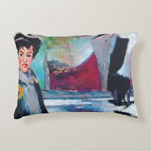 ヴィンテージポートレートと抽象芸術背景 アクセントクッション (正面)