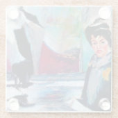 ヴィンテージポートレートと抽象芸術背景 ガラスコースター (裏面)