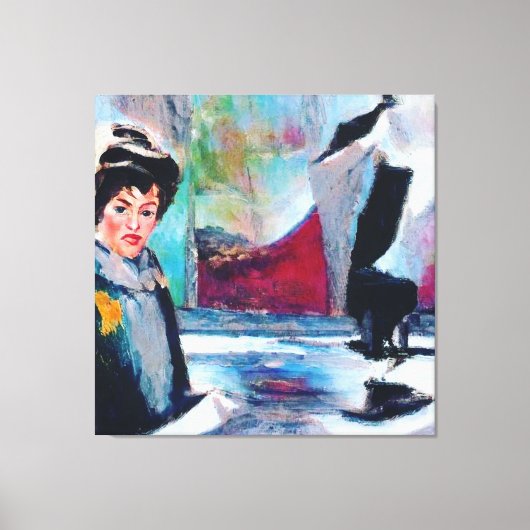 ヴィンテージポートレートと抽象芸術背景 キャンバスプリント (正面)