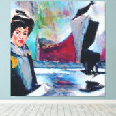 ヴィンテージポートレートと抽象芸術背景 キャンバスプリント (インサイチュ (ウッドフロア))