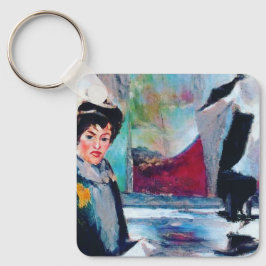 ヴィンテージポートレートと抽象芸術背景 キーホルダー
