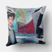 ヴィンテージポートレートと抽象芸術背景 クッション (裏面)