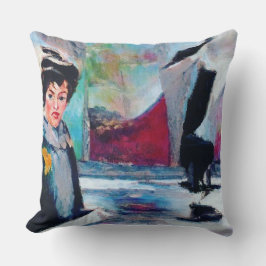 ヴィンテージポートレートと抽象芸術背景 クッション