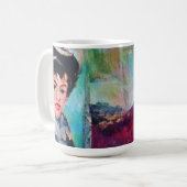 ヴィンテージポートレートと抽象芸術背景 コーヒーマグカップ (正面左)