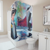 ヴィンテージポートレートと抽象芸術背景 シャワーカーテン (インサイチュ)