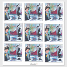 ヴィンテージポートレートと抽象芸術背景 シール