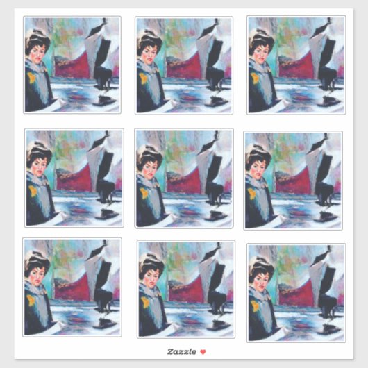 ヴィンテージポートレートと抽象芸術背景 シール (シート)