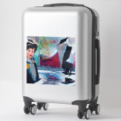 ヴィンテージポートレートと抽象芸術背景 シール (スーツケース)