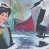 ヴィンテージポートレートと抽象芸術背景 シール (正面)