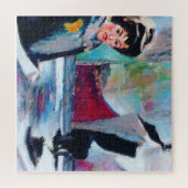 ヴィンテージポートレートと抽象芸術背景 ジグソーパズル (横)