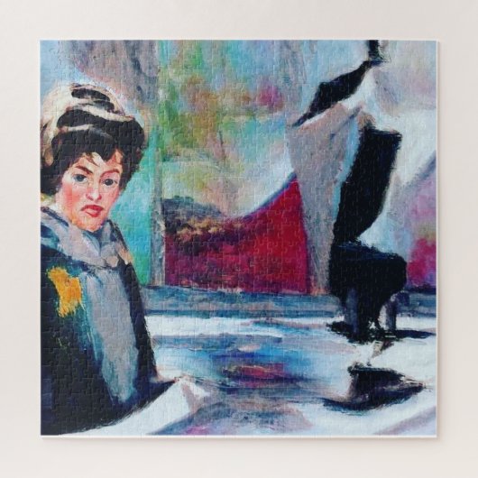 ヴィンテージポートレートと抽象芸術背景 ジグソーパズル (縦)