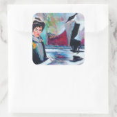 ヴィンテージポートレートと抽象芸術背景 スクエアシール (バッグ)